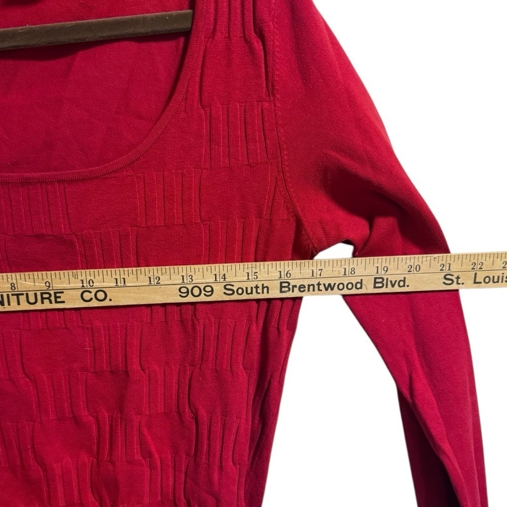 Red WR Silk Blend Textured Top Long Sleeve Women’s L (Fits S–M) - Picture 6 of 8